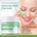 máscara de lama de argila facial anti-acne chá verde